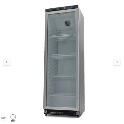  Ψυγείο - 400L - Μαύρο - με γυάλινη πόρτα